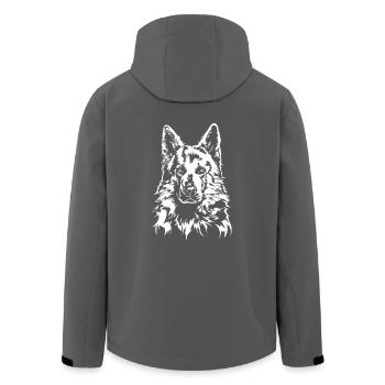 WHITE SWISS SHEPHERD Dog motif Wilsigns - Men’s Recycled Softshell Jacket by Stanley/Stella - black - Back - AI Model Male 185 light (185cm)