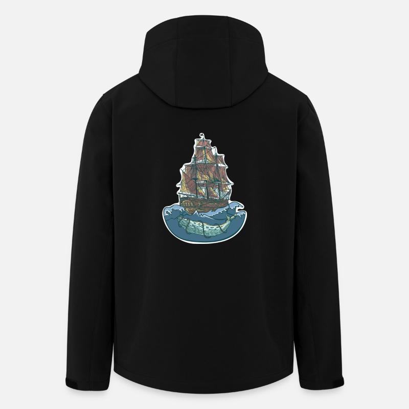 Whale ship - sailing ship - Men’s Recycled Softshell Jacket by Stanley/Stella - black