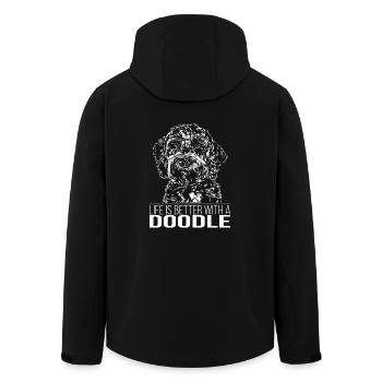 DOODLE Life is better canine saying Wilsigns - Men’s Recycled Softshell Jacket by Stanley/Stella - black - Back - AI Model Male 185 light (185cm)