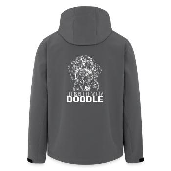 DOODLE Life is better Hunde Spruch Wilsigns - Recycelte Männer Softshell-Jacke von Stanley/Stella - Anthrazit - Hinten - AI Model Male 185 light (185cm)