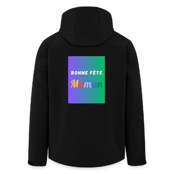 MAMAN,FÊTE DES MÈRES,BONNE FÊTE MAMAN,JE T'AIME - Veste softshell homme en polyester recyclé Stanley/Stella - noir - Dos - AI Model Male 185 light (185cm)