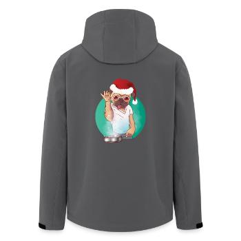 Boiling dog with glasses and santa hat - Men’s Recycled Softshell Jacket by Stanley/Stella - black - Back - AI Model Male 185 light (185cm)