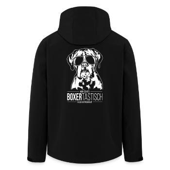 Boxertastic Boxer chien chiens Wilsigns - Veste softshell homme en polyester recyclé Stanley/Stella - noir - Dos - AI Model Male 185 light (185cm)