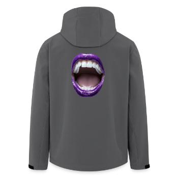 Bouche ouverte avec rouge à lèvres violet - Veste softshell homme en polyester recyclé Stanley/Stella - noir - Dos - AI Model Male 185 light (185cm)