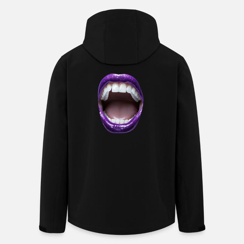 Offener Mund mit Lila Lippenstift - Recycelte Männer Softshell-Jacke von Stanley/Stella - Schwarz