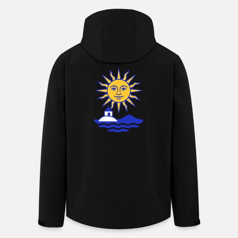 Grèce Soleil : Soleil, Eau, Chapelle - Veste softshell homme en polyester recyclé Stanley/Stella - noir