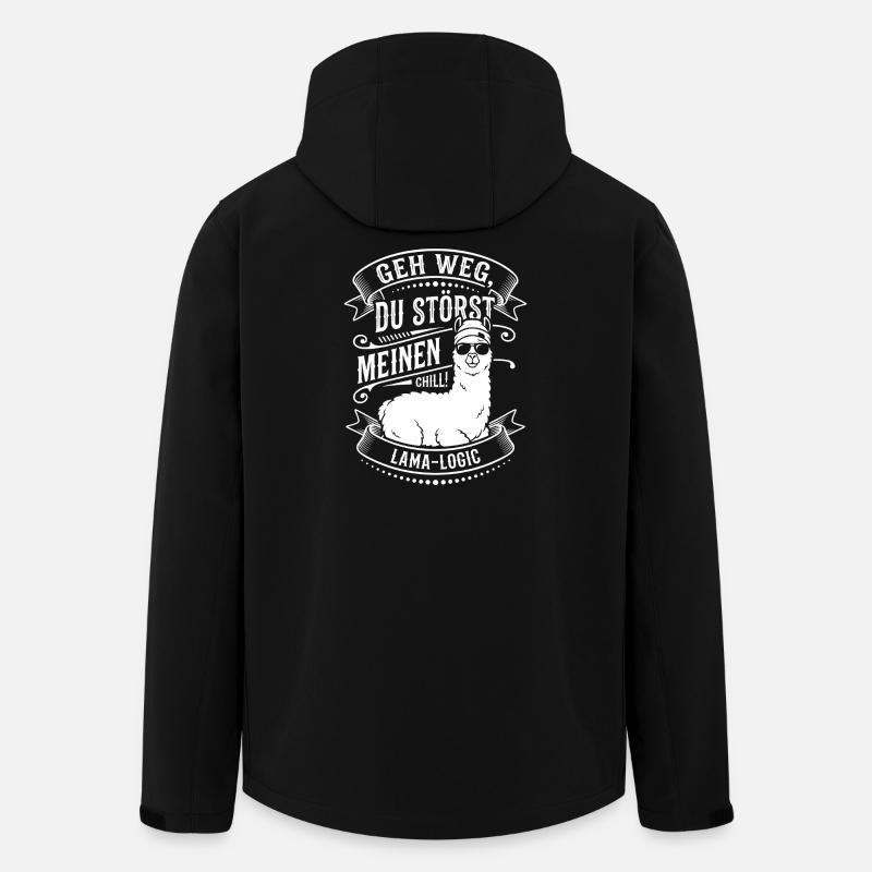 Lama-Logic : Va-t’en, tu me déranges - Veste softshell homme en polyester recyclé Stanley/Stella - noir