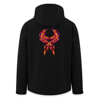 Phoenix Heart – Two Souls in the Fire of Connection - Men’s Recycled Softshell Jacket by Stanley/Stella - black - Back - AI Model Male 185 light (185cm)
