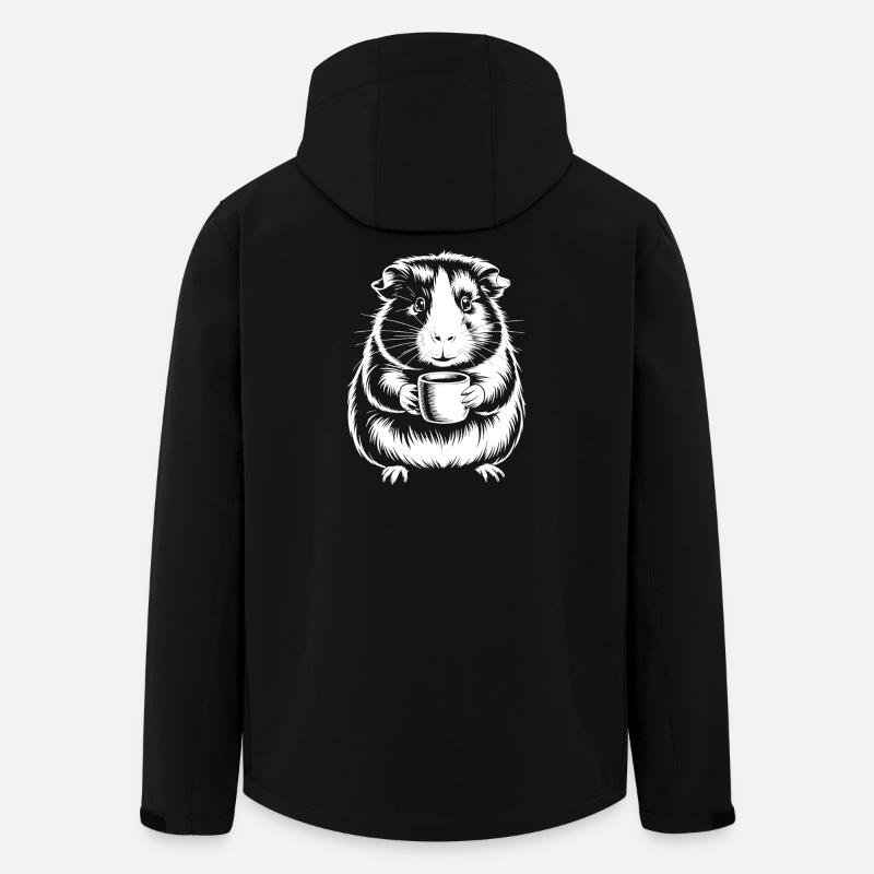 Kaffeetrinkender Meerschweinchen Silhouette - Recycelte Männer Softshell-Jacke von Stanley/Stella - Schwarz