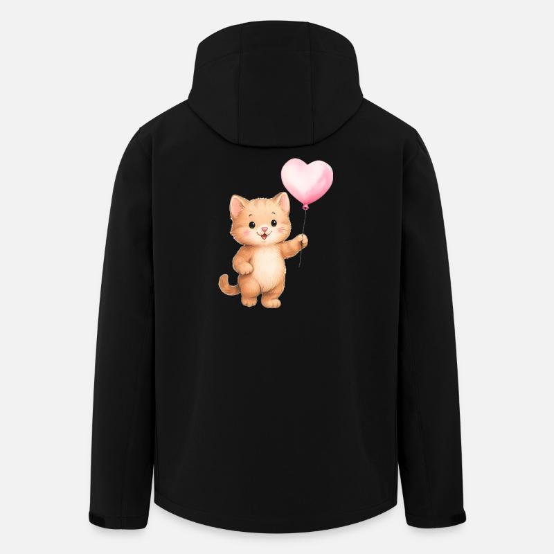 Chat Ballon Cœur - Veste softshell homme en polyester recyclé Stanley/Stella - noir