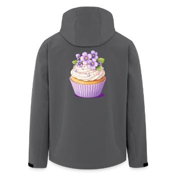 Veilchen Cupcake mit Blüten Dekor Illustration - Recycelte Männer Softshell-Jacke von Stanley/Stella - Schwarz - Hinten - AI Model Male 185 light (185cm)