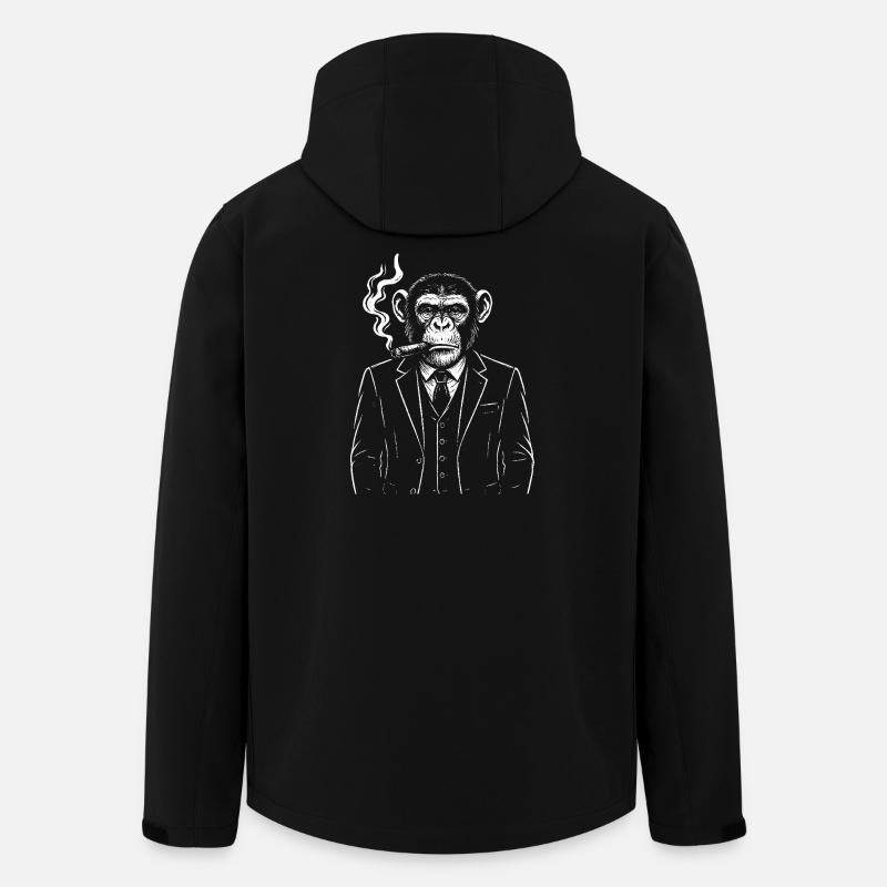Elegant Monkey Smoking Cigar - Men’s Recycled Softshell Jacket by Stanley/Stella - black
