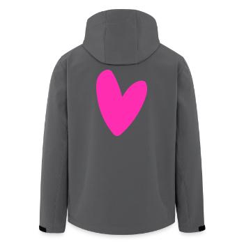 Powerful pink heart motif neon retro style - Men’s Recycled Softshell Jacket by Stanley/Stella - black - Back - AI Model Male 185 light (185cm)