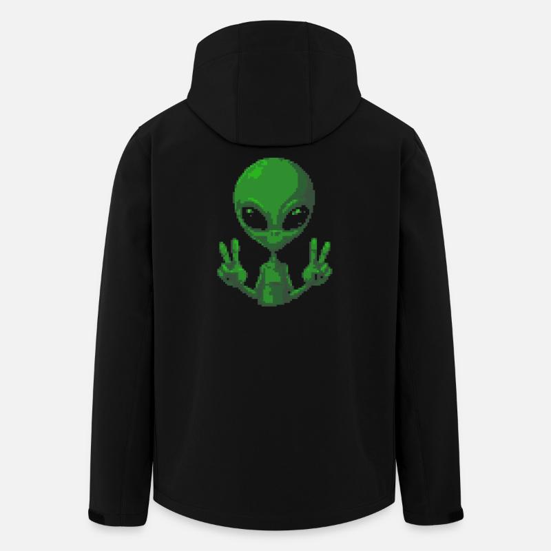 Pixel Alien Friedenszeichen-Tee - Recycelte Männer Softshell-Jacke von Stanley/Stella - Schwarz