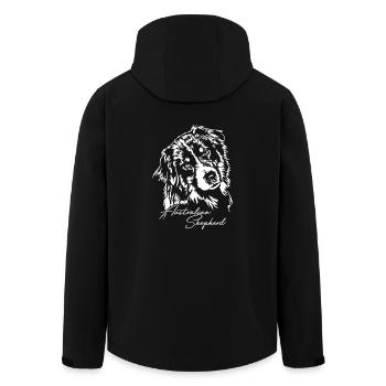 AUSTRALIAN SHEPHERD Aussie Dogs Portrait Wilsigns - Men’s Recycled Softshell Jacket by Stanley/Stella - black - Back - AI Model Male 185 light (185cm)