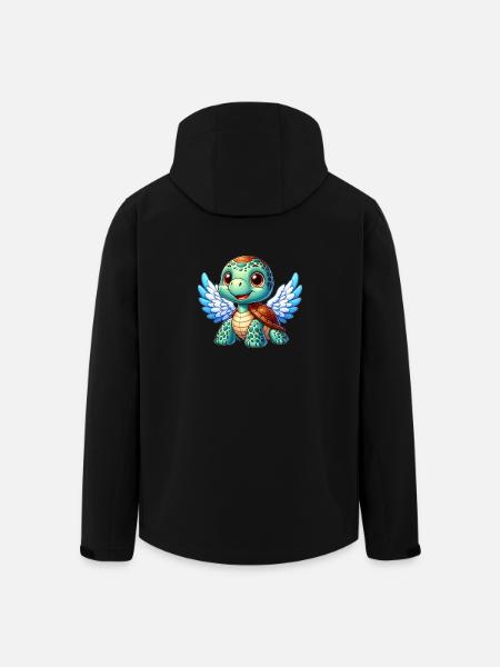 Ängelsköldpadda med vingar och gloria - Softshelljacka herr i återvunnen polyester Stanley/Stella - svart