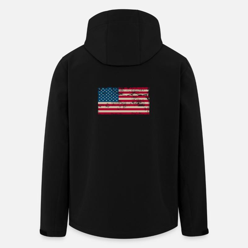 Drapeau américain vieilli - Veste softshell homme en polyester recyclé Stanley/Stella - noir