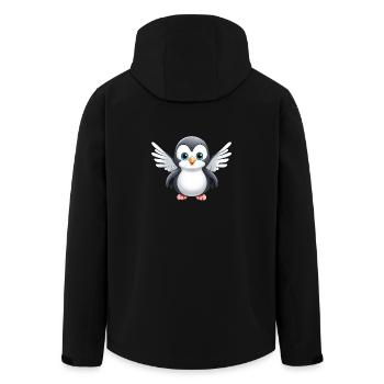 Süßer Pinguin Engel - Recycelte Männer Softshell-Jacke von Stanley/Stella - Schwarz - Hinten - AI Model Male 185 light (185cm)