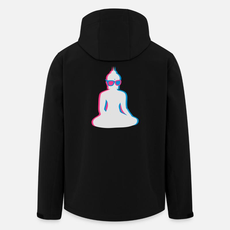 3D Bouddha avec lunettes 3D - Veste softshell homme en polyester recyclé Stanley/Stella - noir