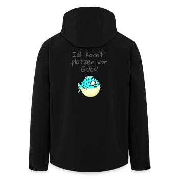 Kugelfisch Ich könnt` platzen vor Glück! - Recycelte Männer Softshell-Jacke von Stanley/Stella - Schwarz - Hinten - AI Model Male 185 light (185cm)