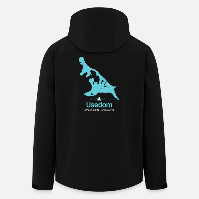 Usedom | Design-Landkarte - Recycelte Männer Softshell-Jacke von Stanley/Stella - Schwarz