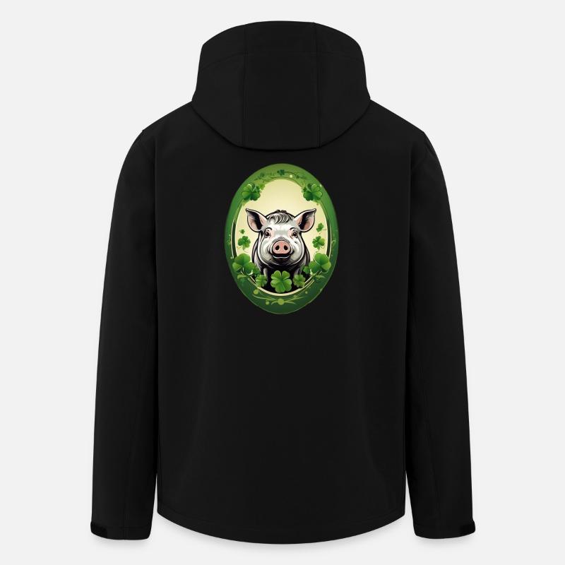 Glücksschwein mit Kleeblätter - Recycelte Männer Softshell-Jacke von Stanley/Stella - Schwarz