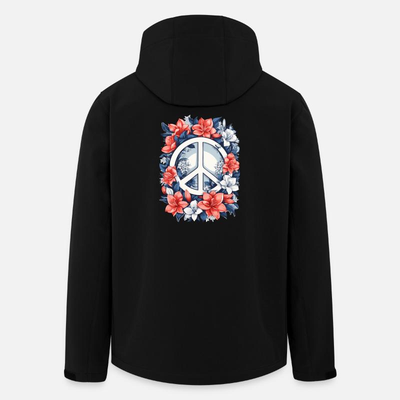 Friedenszeichen mit Blumen - Recycelte Männer Softshell-Jacke von Stanley/Stella - Schwarz