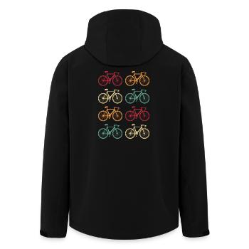 Fahrrad Bunte Fahrräder Retro - Recycelte Männer Softshell-Jacke von Stanley/Stella - Schwarz - Hinten - AI Model Male 185 light (185cm)