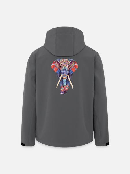 Elephant mandala walking frontally in colorful look - Men’s Recycled Softshell Jacket by Stanley/Stella - black