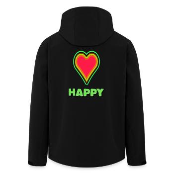 VIBRANT heart graphic with neon framing - Men’s Recycled Softshell Jacket by Stanley/Stella - black - Back - AI Model Male 185 light (185cm)