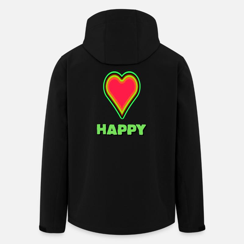 VIBRANT heart graphic with neon framing - Men’s Recycled Softshell Jacket by Stanley/Stella - black