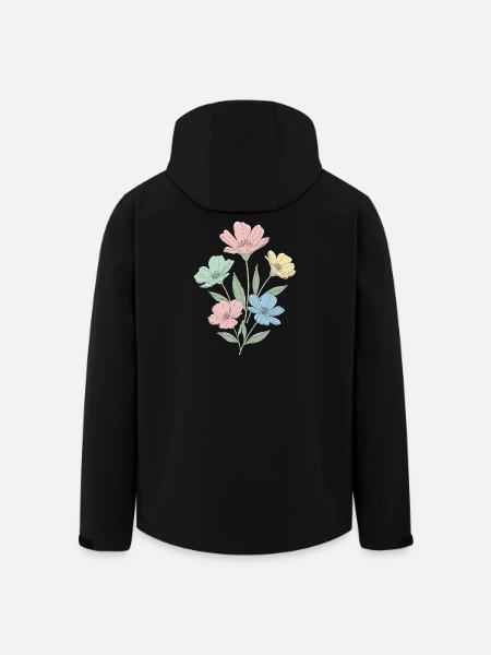 Fleurs pastel dans le style aquarelle - Veste softshell homme en polyester recyclé Stanley/Stella - noir