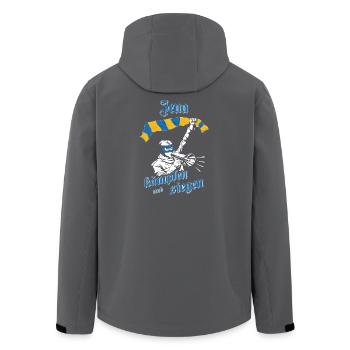Jena_ _kaempfen_und_siegen_No - Men’s Recycled Softshell Jacket by Stanley/Stella - black - Back - AI Model Male 185 light (185cm)