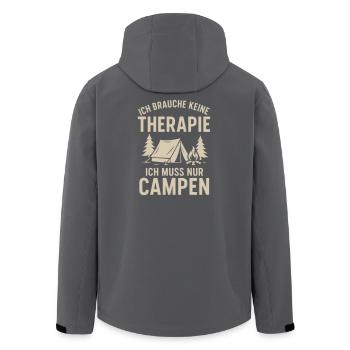 Ich brauche keine Therapie Camping - Recycelte Männer Softshell-Jacke von Stanley/Stella - Schwarz - Hinten - AI Model Male 185 light (185cm)