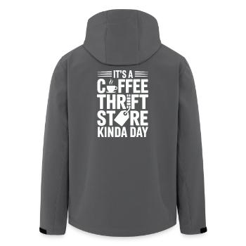 Coffee Thrift Store Kindaday Day - Men’s Recycled Softshell Jacket by Stanley/Stella - anthracite - Back - AI Model Male 185 light (185cm)