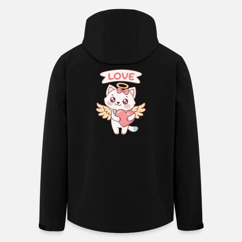 Cat Angel Heart Kawaii - Men’s Recycled Softshell Jacket by Stanley/Stella - black