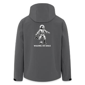 Football Jesus geht auf Gras – lustiges Sport-Meme - Recycelte Männer Softshell-Jacke von Stanley/Stella - Schwarz - Hinten - AI Model Male 185 light (185cm)
