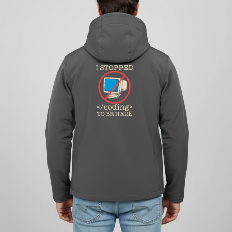 Programmer en train de coder drôle Veste softshell homme en polyester recyclé Discoverer Stanley/Stella