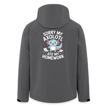 Axolotl-Hausaufgaben-Ausrede - Recycelte Männer Softshell-Jacke von Stanley/Stella - Anthrazit - Hinten - AI Model Male 185 light (185cm)