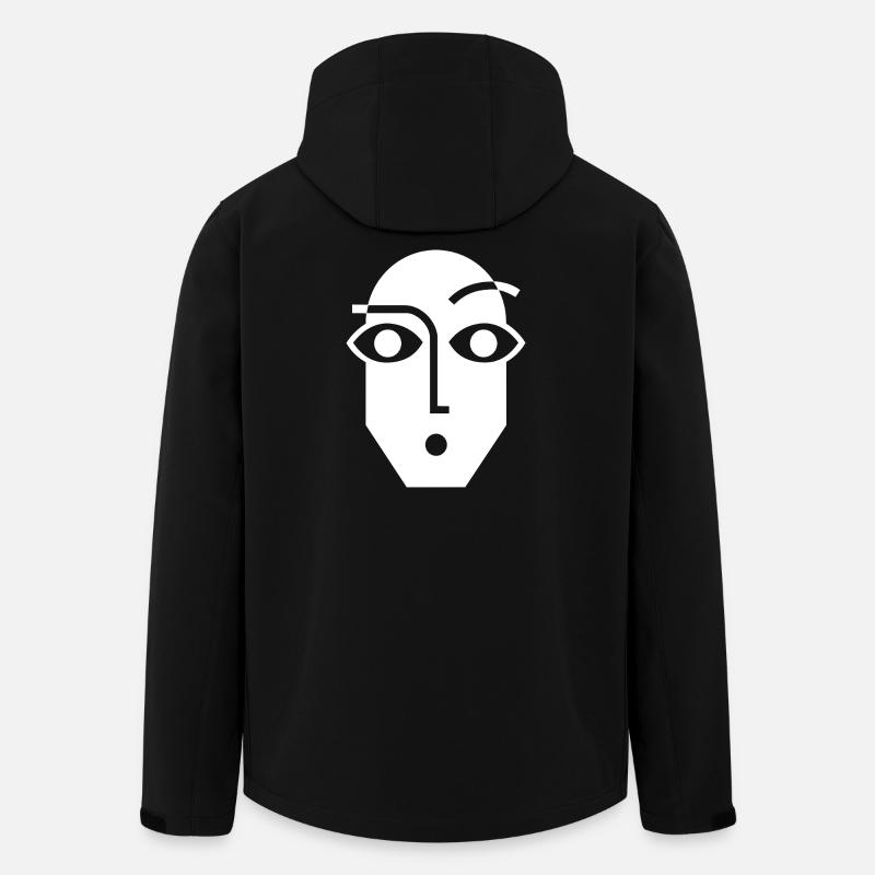 Visage abstrait linéaire noir et blanc - Veste softshell homme en polyester recyclé Stanley/Stella - noir
