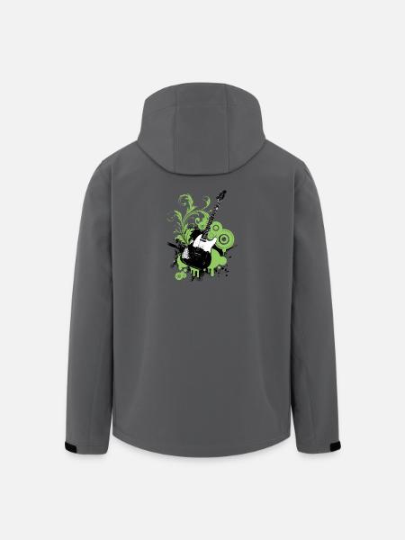 Graphic Floral Green Guitar - Men’s Recycled Softshell Jacket by Stanley/Stella - black