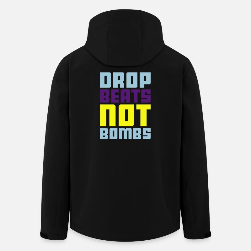 drop beats not bombs - Veste softshell homme en polyester recyclé Stanley/Stella - noir