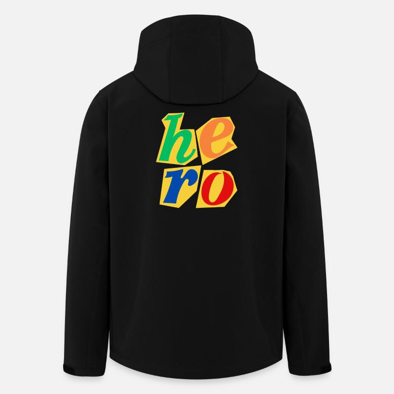 Conception de lettres majuscules Hero - Veste softshell homme en polyester recyclé Stanley/Stella - noir