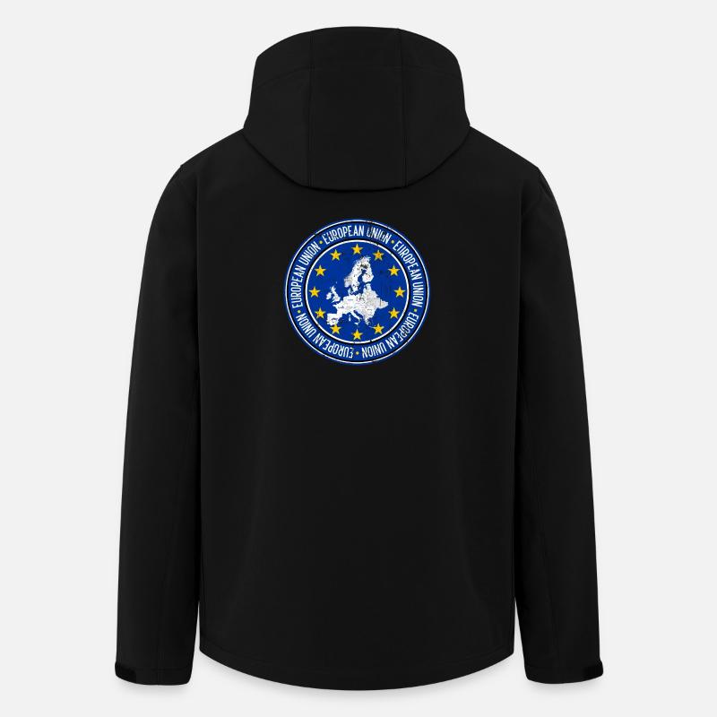 EU-Karte Circle Stars Emblem - Recycelte Männer Softshell-Jacke von Stanley/Stella - Schwarz