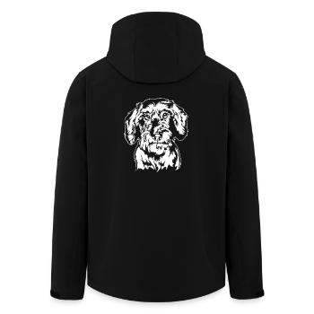 Wire-haired Dachshund Wire-haired Teckel Portrait Dog Wilsigns - Men’s Recycled Softshell Jacket by Stanley/Stella - black - Back - AI Model Male 185 light (185cm)