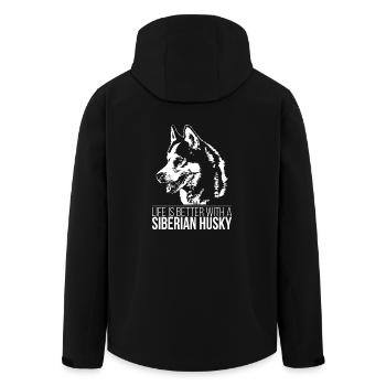 SIBERIAN HUSKY life is better dogs dog Wilsigns - Men’s Recycled Softshell Jacket by Stanley/Stella - black - Back - AI Model Male 185 light (185cm)