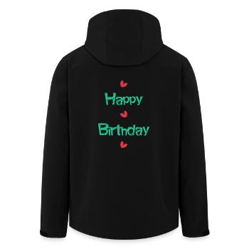ALLES GUTE ZUM GEBURTSTAG!. ALLES GUTE ZUM GEBURTSTAG!. JAHRESTAG. - Recycelte Männer Softshell-Jacke von Stanley/Stella - Schwarz - Hinten - AI Model Male 185 light (185cm)