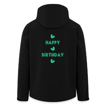 JAHRESTAG. ALLES GUTE ZUM GEBURTSTAG!. ALLES GUTE ZUM GEBURTSTAG!. - Recycelte Männer Softshell-Jacke von Stanley/Stella - Schwarz - Hinten - AI Model Male 185 light (185cm)