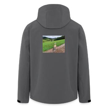 Awesome view with dog - Men’s Recycled Softshell Jacket by Stanley/Stella - black - Back - AI Model Male 185 light (185cm)