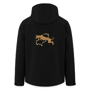 Podenco mit Ibiza - Recycelte Männer Softshell-Jacke von Stanley/Stella - Schwarz - Hinten - AI Model Male 185 light (185cm)